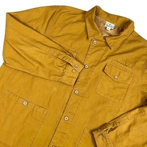 Vtg Liberty Blues Chore Jacket 3XL Tall Yellow Ochre Canvas Work Coat Utility
